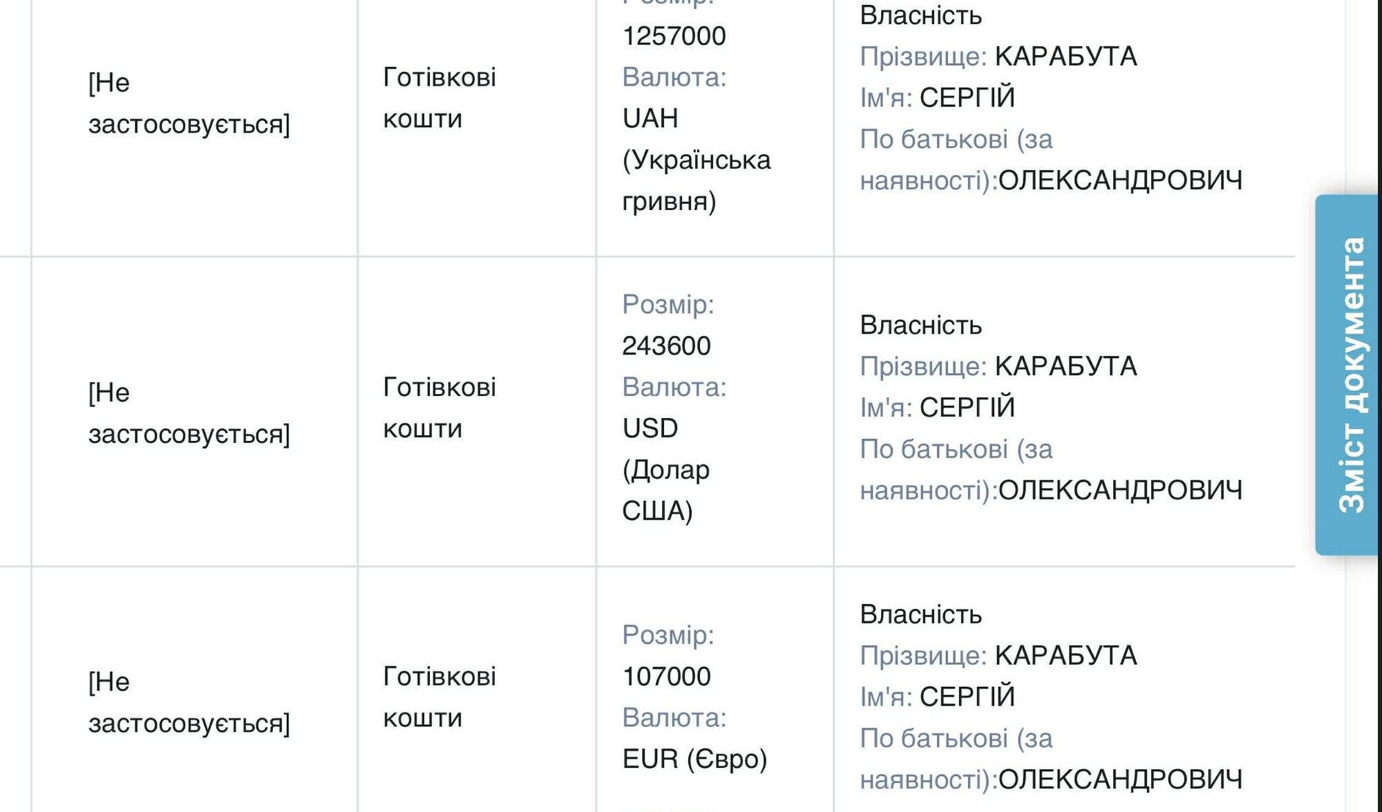 Сергій Карабута, Слуга народу, декларація