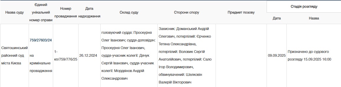 Валерій Шелковін, Ігор Сало, замах, судове рішення