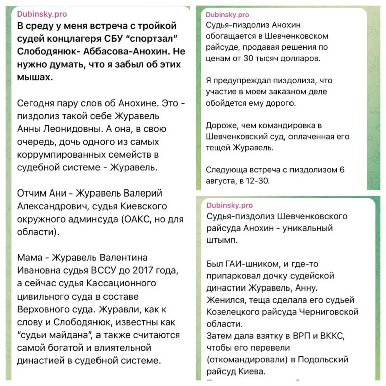 Олександр Дубинський, телеграм-канал, Леся Будзан, Андрій Анохін, судді, квартира
