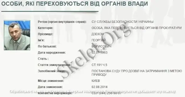Георгій Дзекон, СБУ