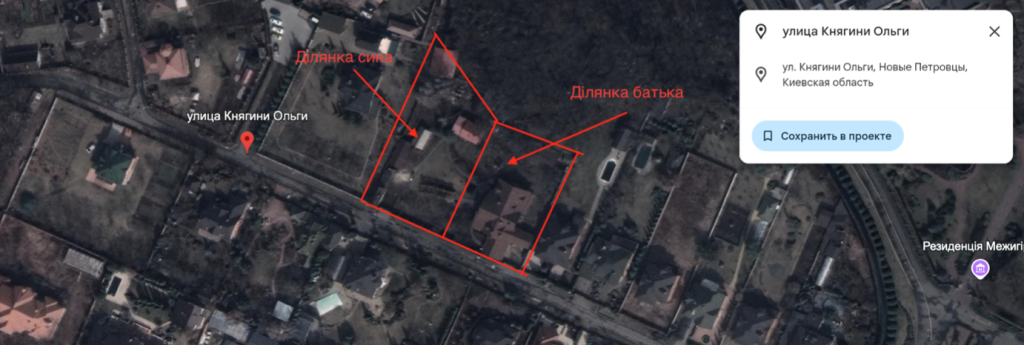 Карта із зображенням ділянок у селі Нові Петрівці, що належать Івану та Олександру Орловському