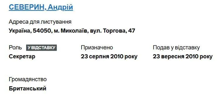 британське громадянство Андрія Северіна