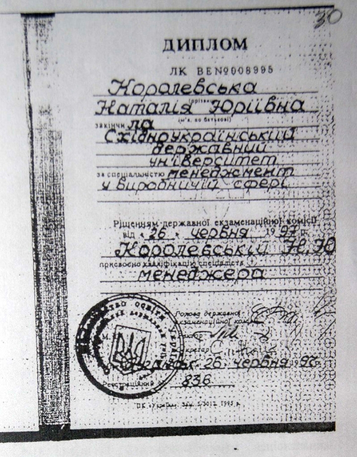 Диплом Наталії Королевської