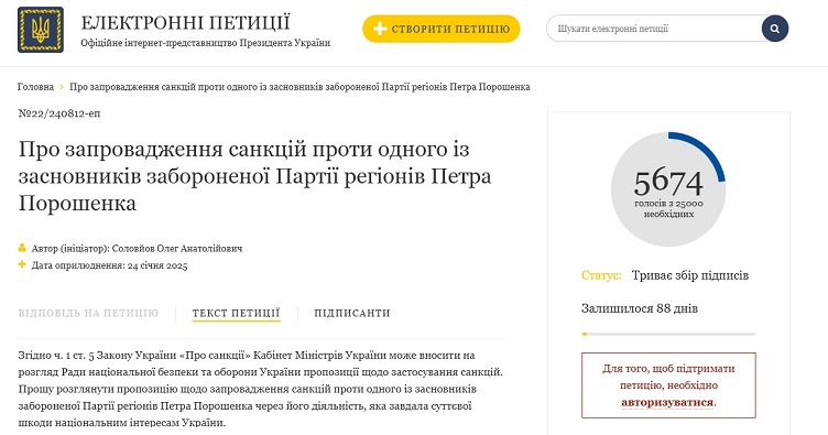 Санкції проти Порошенка: петиція прискорено набирає голосу 