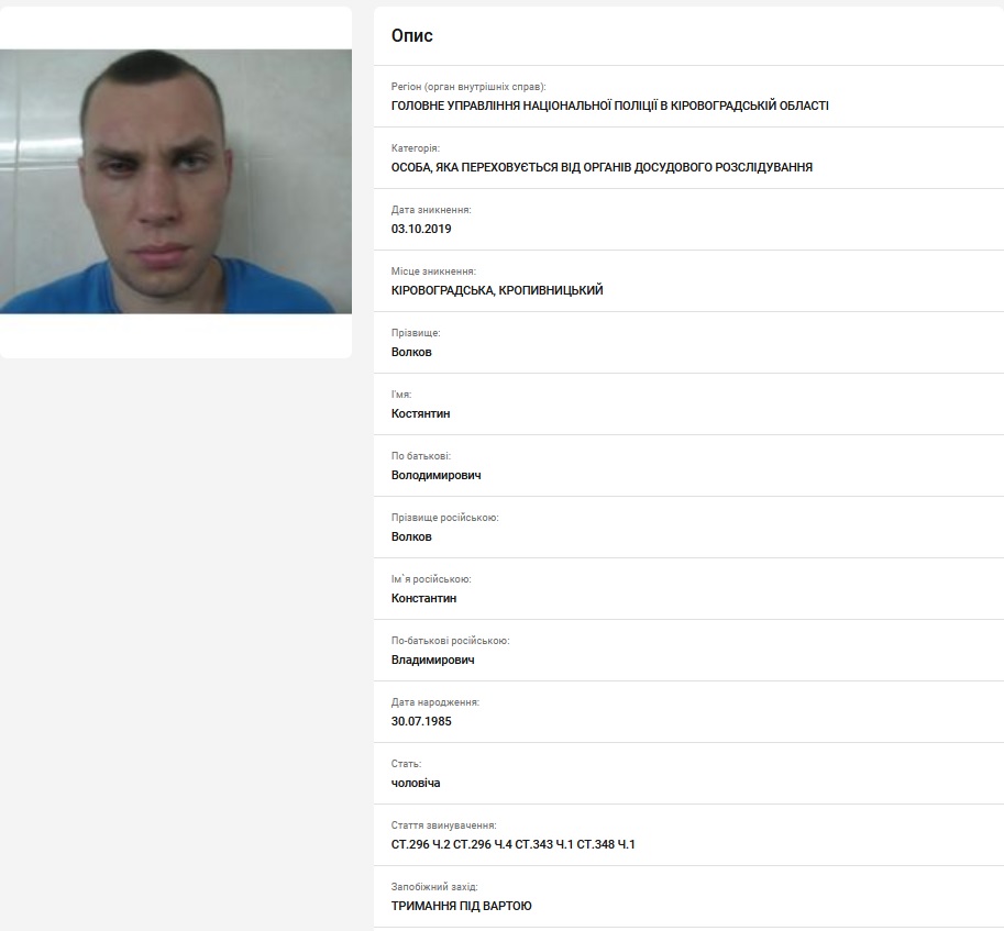 Костянтин Волков, розшук