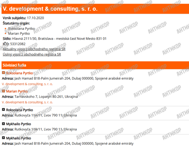 V. development & consulting, sro Дубневичів