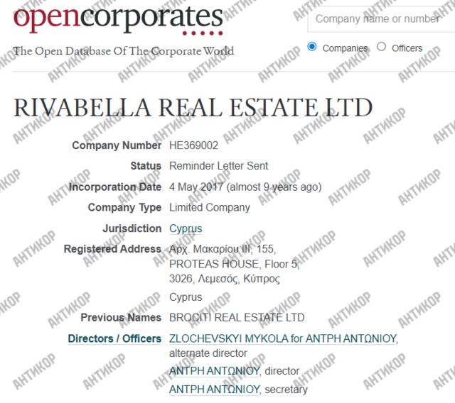 Rivabella real estate LTD, Микола Злочевський