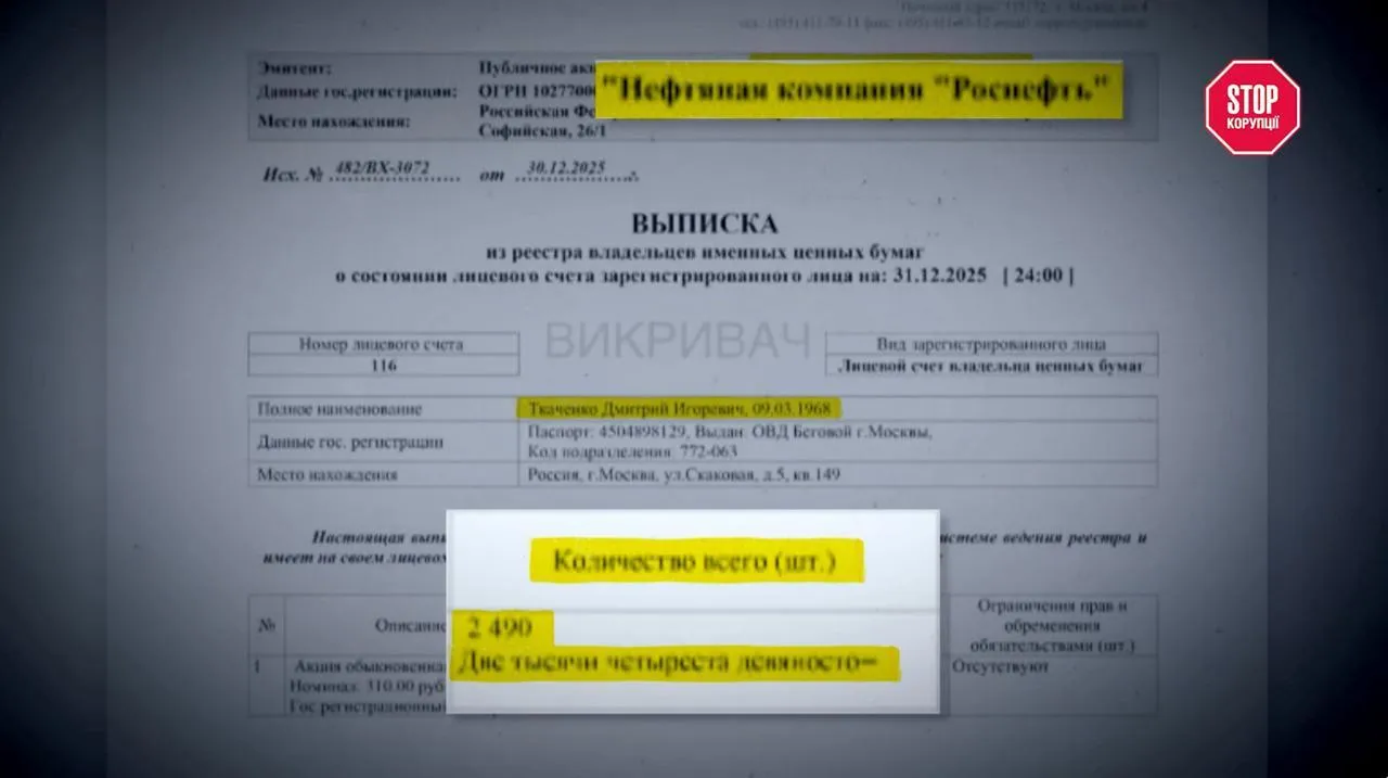 Дмитро Ткаченко, Роснефть