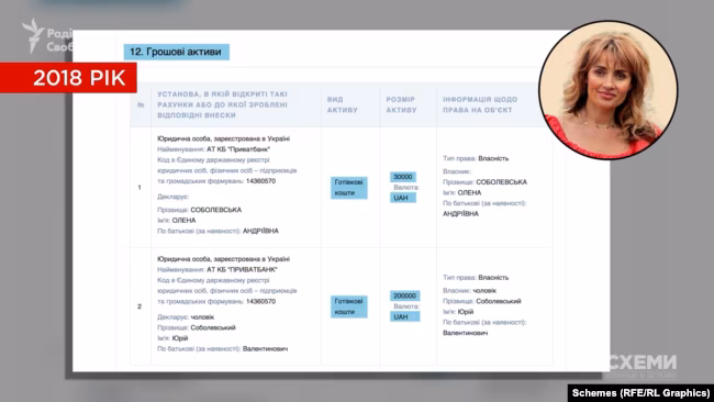 Олена Соболевська, декларація