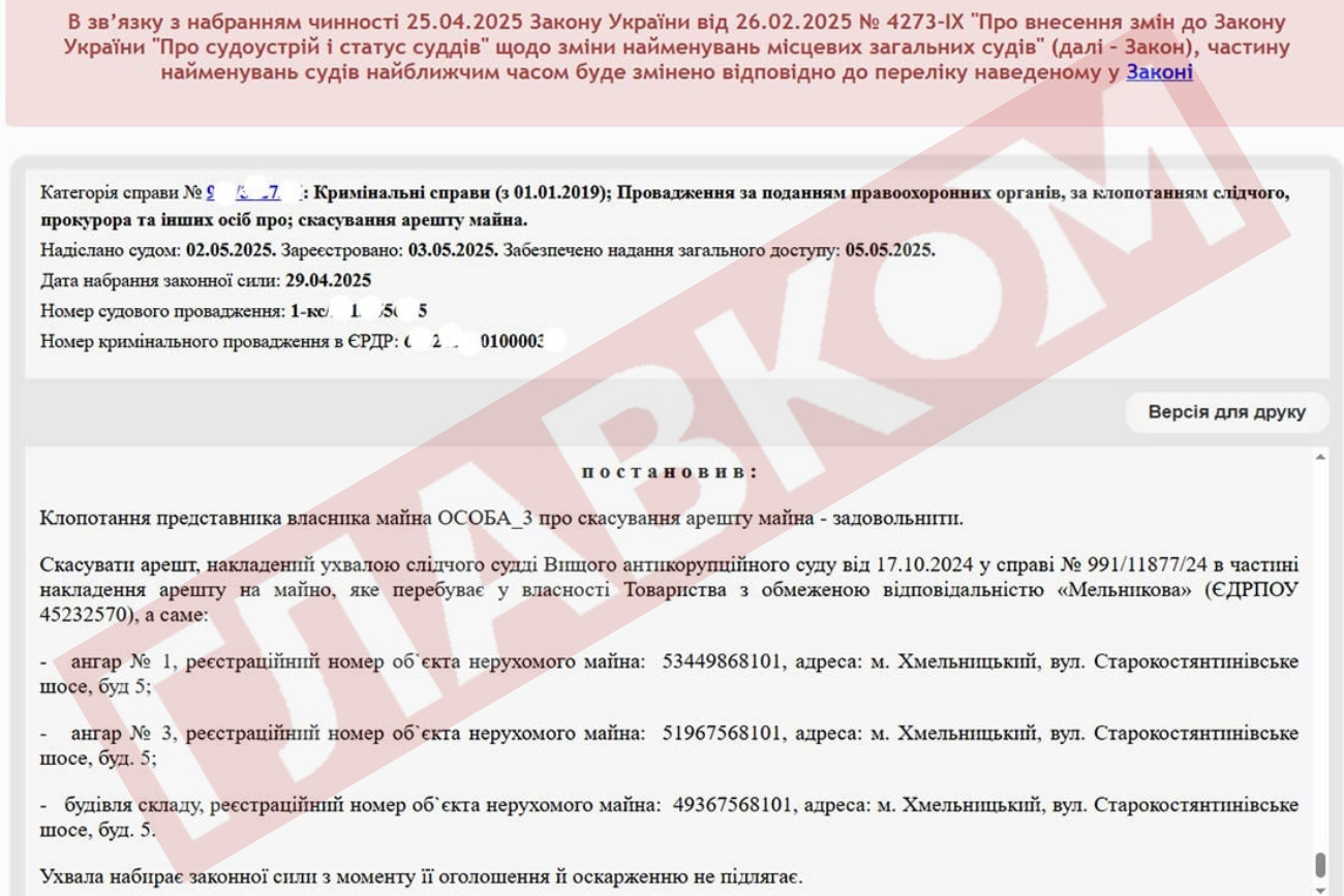 ТОВ Мельникова, Солар Інвест, виписка, судовий реєстр, Екс-глава МСЕК Крупа