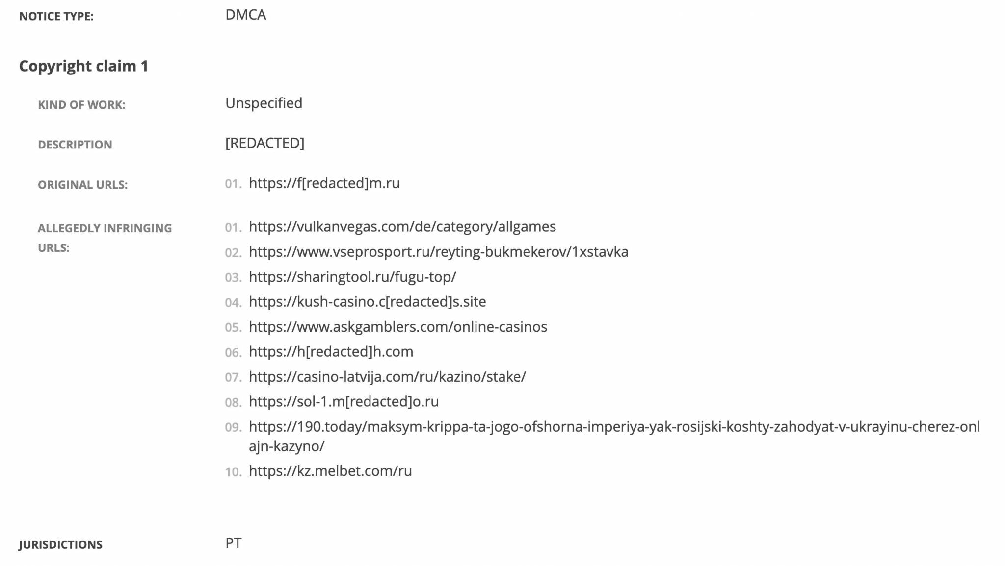 DMCA, Google, Максим Кріппа, казино Вулкан, vulkanvegas