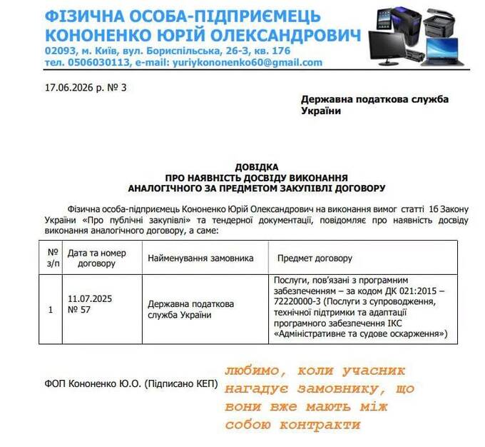 ФОП Кононенко Юрій Олександрович, ДПС, АМКУ